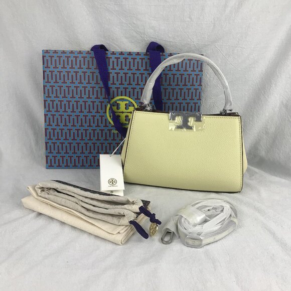 Tory Burch Handbags - NEW Tory Burch small Eleanor Spazzolato Satchel Bag in Lemon- Authentic